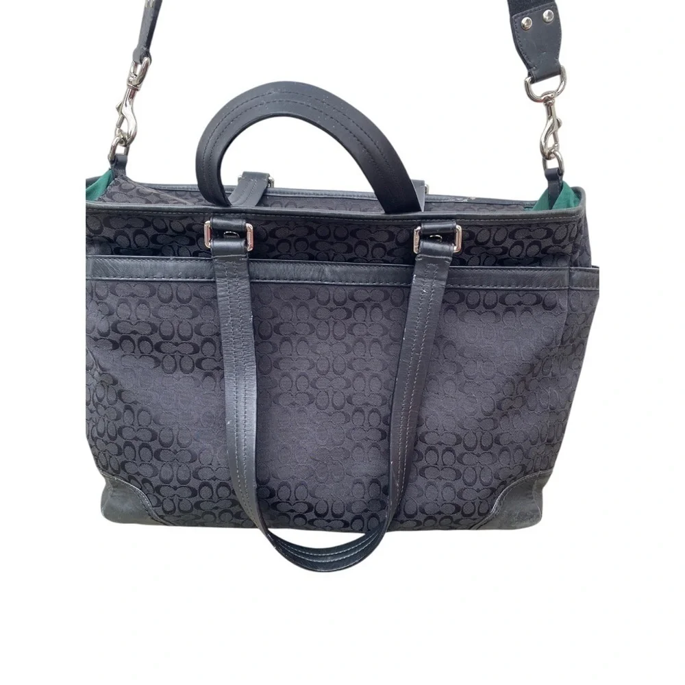 Coach Black Baby Bag with Textured Material and Sturdy‎ Handles signature